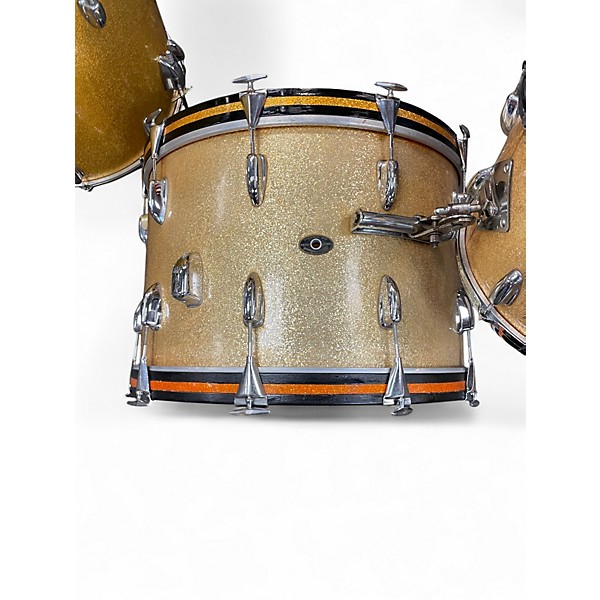 Vintage 1962 Slingerland 3 Piece 3 Piece Gold Sparkle Drum Kit