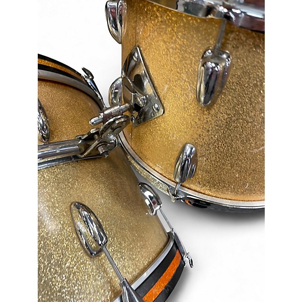 Vintage 1962 Slingerland 3 Piece 3 Piece Gold Sparkle Drum Kit