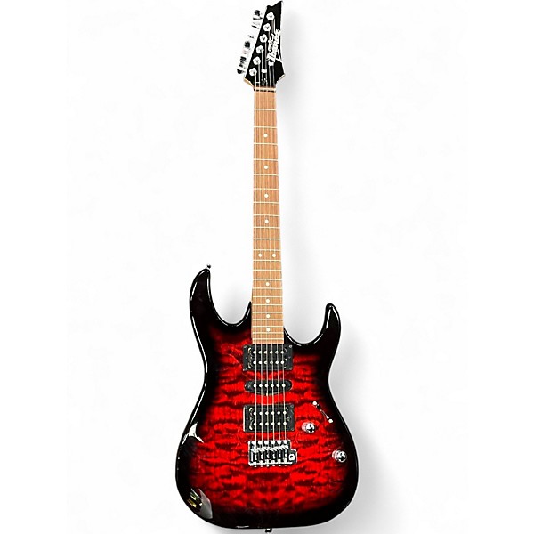 Used Ibanez GRX70QA Crimson Red Burst Solid Body Electric Guitar