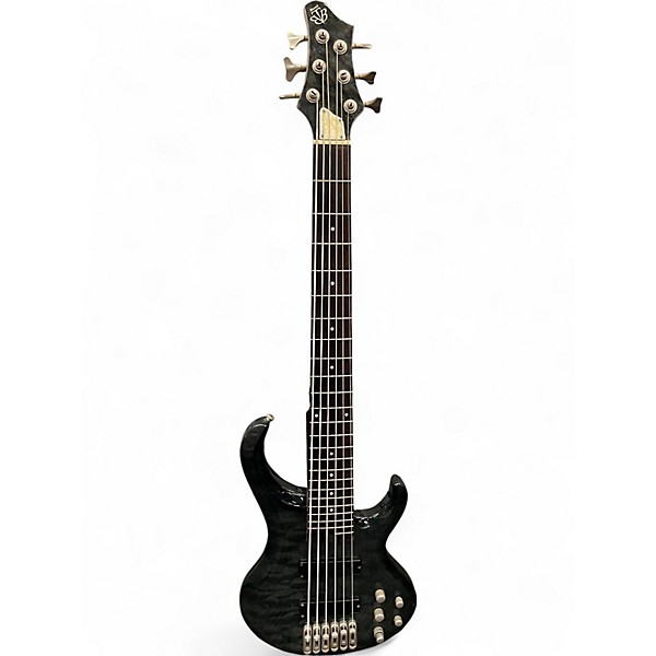 Used Ibanez BTB406QM Trans Black Electric Bass Guitar