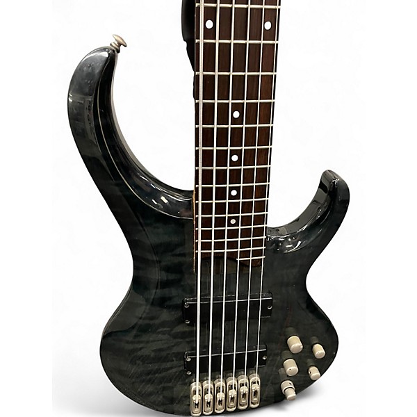 Used Ibanez BTB406QM Trans Black Electric Bass Guitar
