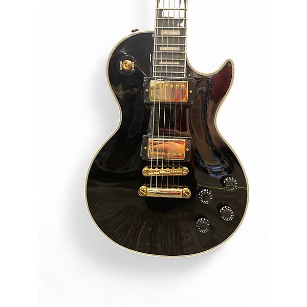 Used Epiphone Les Paul Custom Black and Gold Solid Body Electric Guitar