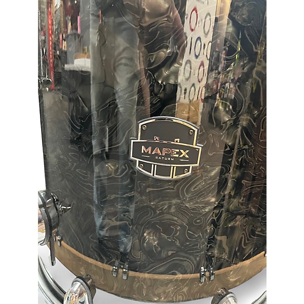Used Mapex 4 Piece Saturn V Tour Black Strata Pearl Drum Kit