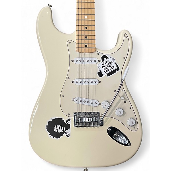 Used 2002 Fender Standard Stratocaster Olympic White Solid Body Electric Guitar