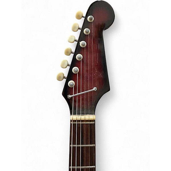 Vintage 1960s Tiesco BISON Metallic Candy Red Burst Solid Body Electric Guitar