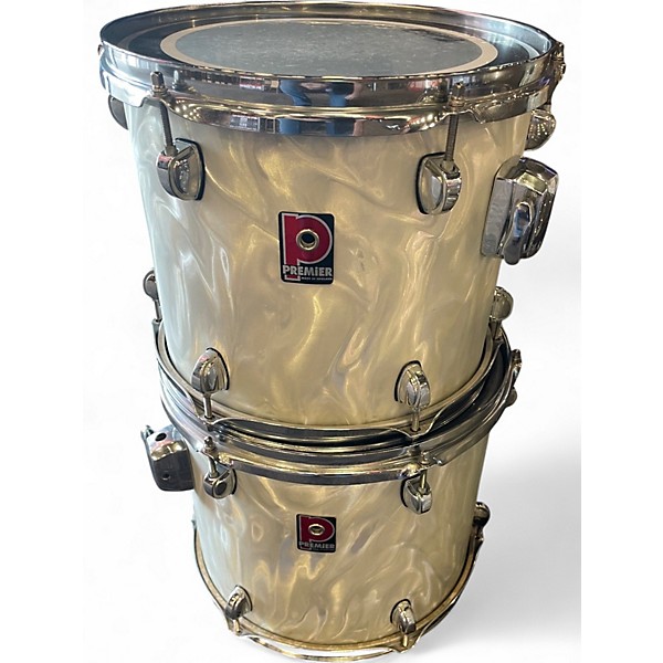 Used Premier 4 Piece Apk White satin flame Drum Kit
