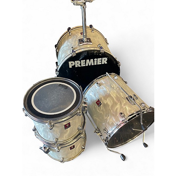 Used Premier 4 Piece Apk White satin flame Drum Kit