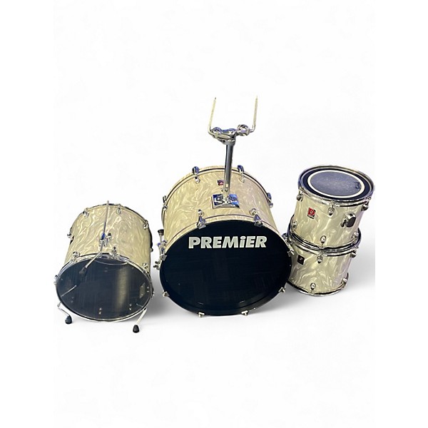 Used Premier 4 Piece Apk White satin flame Drum Kit