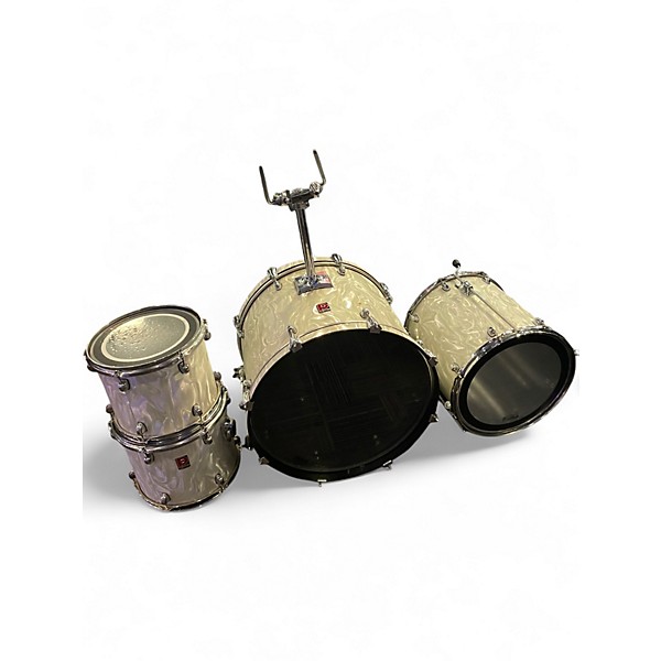 Used Premier 4 Piece Apk White satin flame Drum Kit