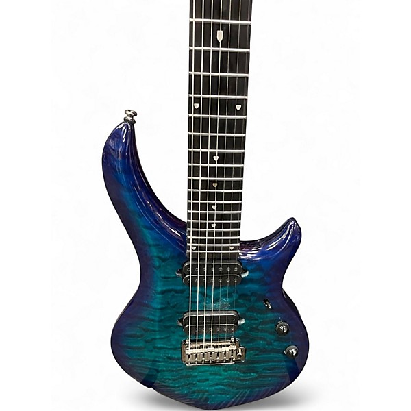 Used Sterling by Music Man John Petrucci JP157 7 String Aqua Burst Solid Body Electric Guitar