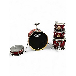 Used PDP by DW 5 Piece FS BIRCH DRUM SET - 5 PIECE Red to Black Fade Drum Kit