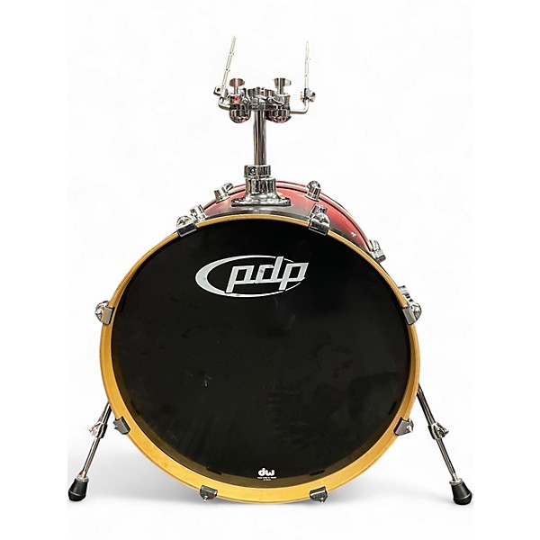 Used PDP by DW 5 Piece FS BIRCH DRUM SET - 5 PIECE  Red to Black Fade Drum Kit