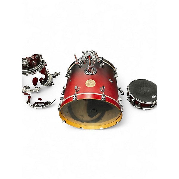 Used PDP by DW 5 Piece FS BIRCH DRUM SET - 5 PIECE  Red to Black Fade Drum Kit