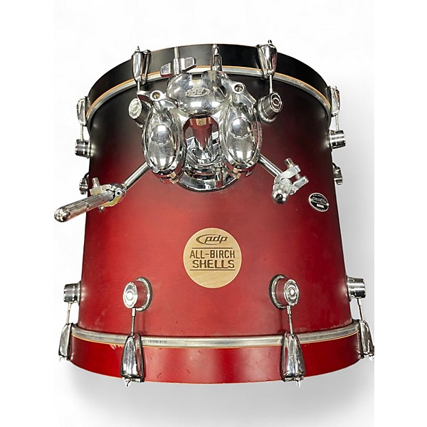 Used PDP by DW 5 Piece FS BIRCH DRUM SET - 5 PIECE  Red to Black Fade Drum Kit