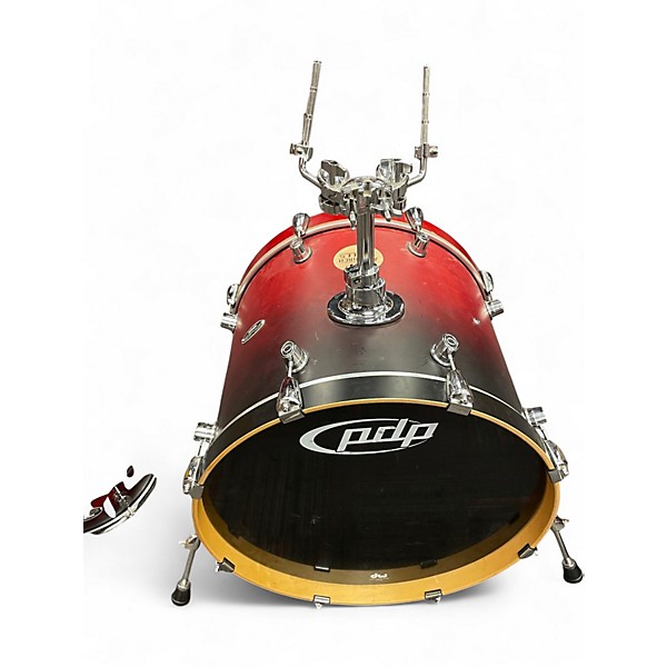 Used PDP by DW 5 Piece FS BIRCH DRUM SET - 5 PIECE  Red to Black Fade Drum Kit