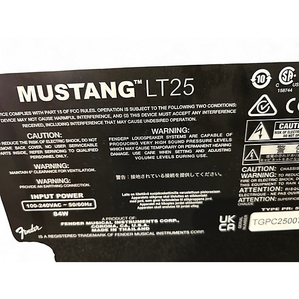 Used Fender Mustang LT25 25W 1x8 Guitar Combo Amp