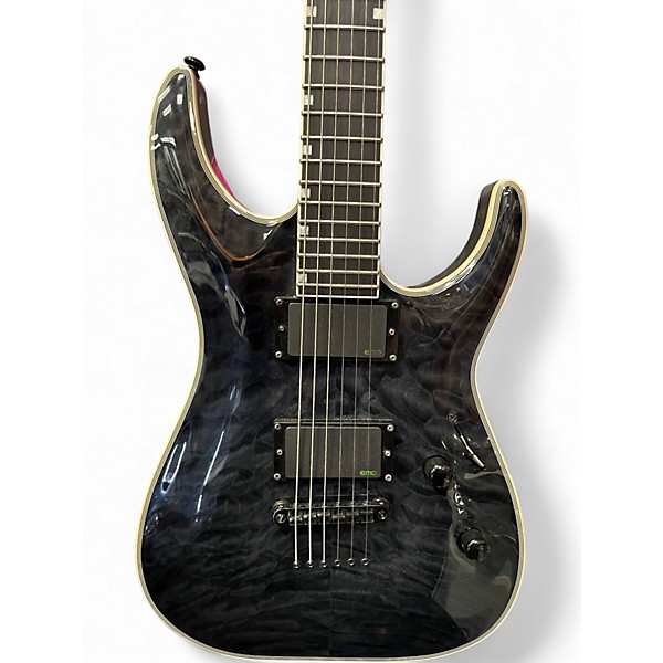 Used ESP mh-1001 ltd Trans Black Solid Body Electric Guitar