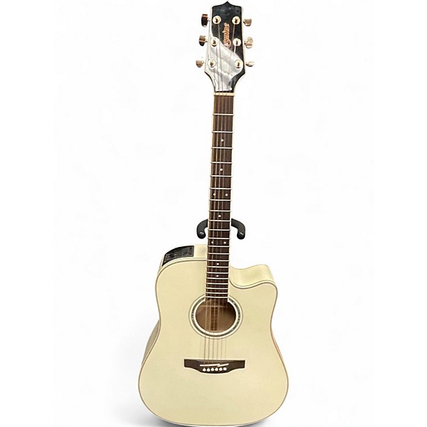 Used Takamine GD37CE Pearl White Acoustic Electric Guitar
