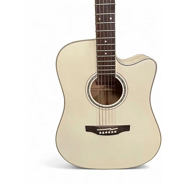 Used Takamine GD37CE Pearl White Acoustic Electric Guitar