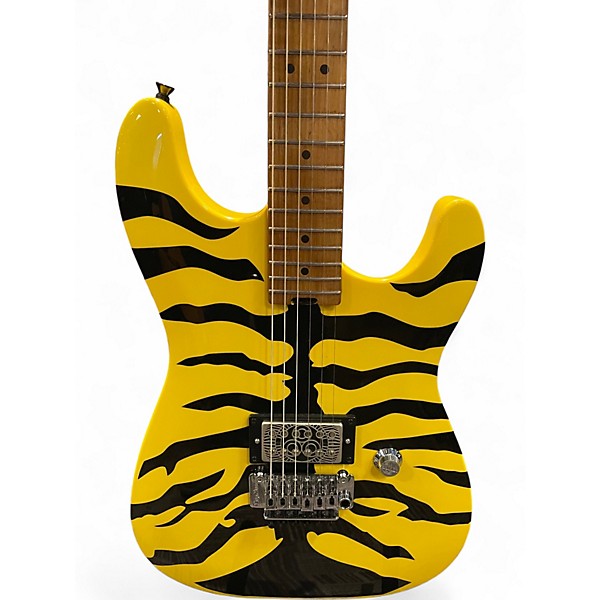 Used Firefly LYNCH TIGER COPY Black and Yellow Solid Body Electric Guitar