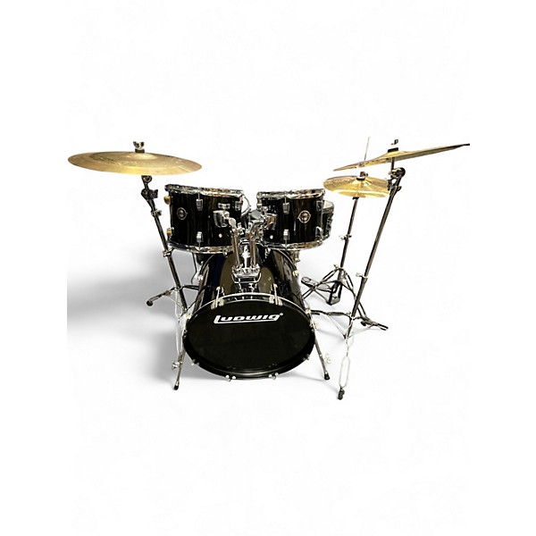 Used Ludwig 5 Piece Accent Black Drum Kit