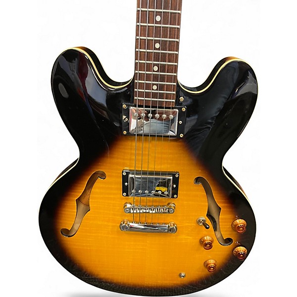 Used Epiphone Dot Deluxe Flametop Vintage Sunburst Hollow Body Electric Guitar