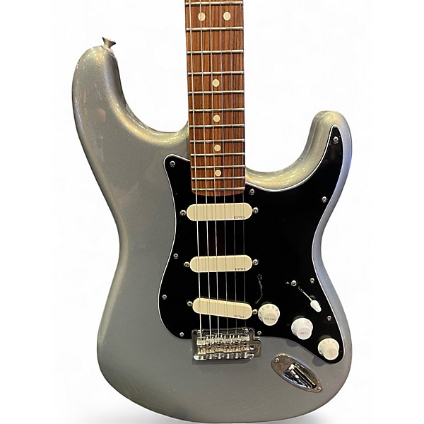 Used Fender Player Stratocaster with EMG DG20 Pickups + Original Pickups Silver Sparkle (w/ a hint of gold) Solid Body Ele...