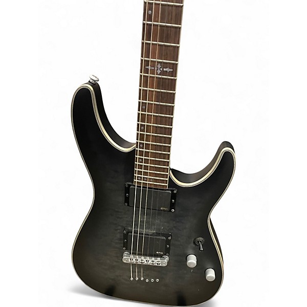 Used Schecter Guitar Research C1 Platinum Trans Black Solid Body Electric Guitar