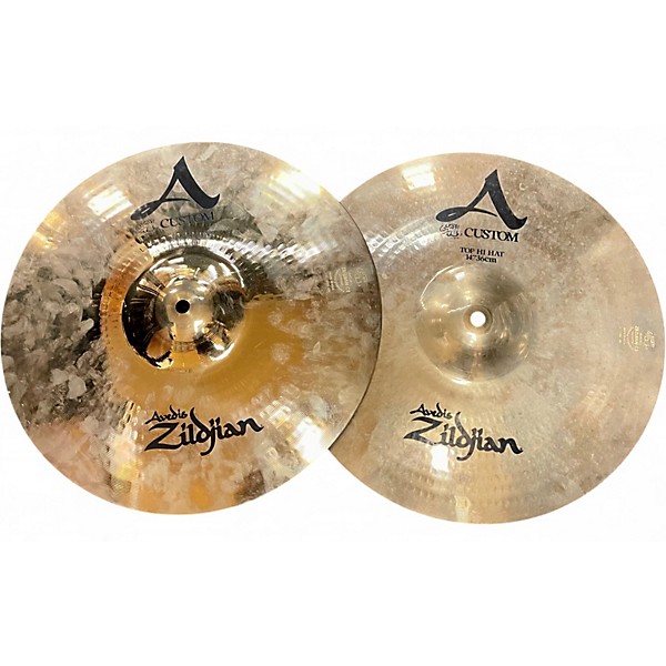 Used Zildjian 14in A Custom Hi Hat Pair Cymbal
