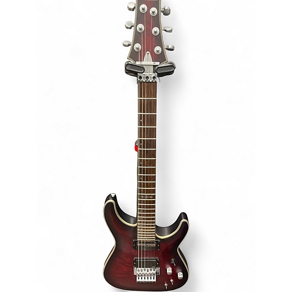 Used Schecter Guitar Research C-1 Platinum FR-Sustaniac Crimson Red Burst Solid Body Electric Guitar