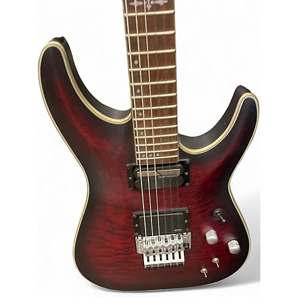 Used Schecter Guitar Research C-1 Platinum FR-Sustaniac Crimson Red Burst Solid Body Electric Guitar