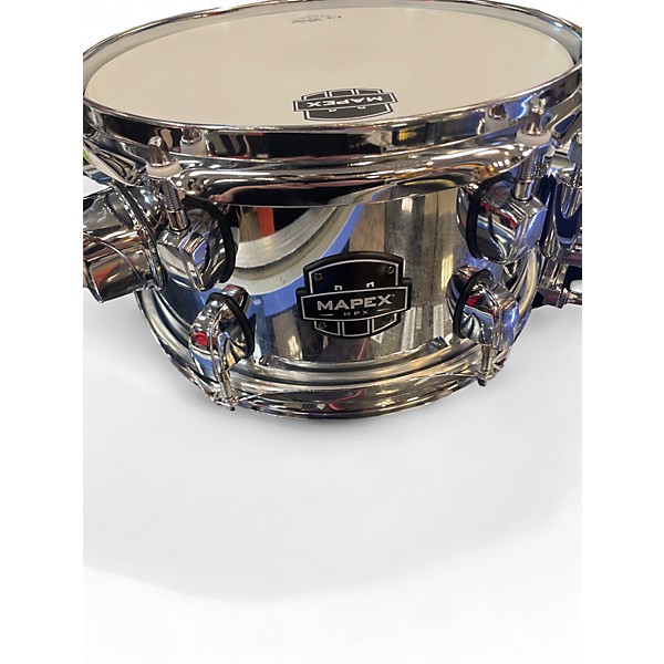 Used Mapex 10in MPX Steel Shell Side Snare Drum 10 x 5.5 WHITE Drum