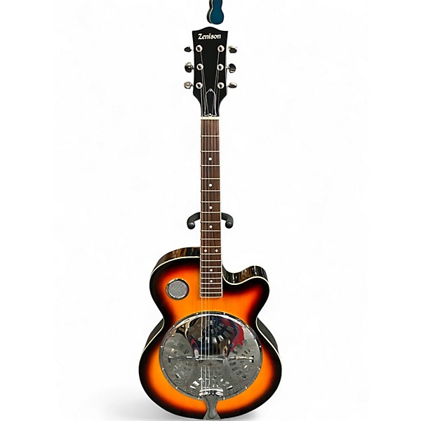 Used Zenison Steel Pan Acoustic Electric Resonator Guitar Single Cutaway 2 Tone Sunburst Acoustic Guitar