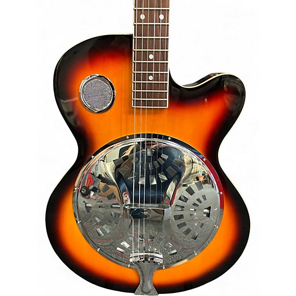 Used Zenison Steel Pan Acoustic Electric Resonator Guitar Single Cutaway 2 Tone Sunburst Acoustic Guitar