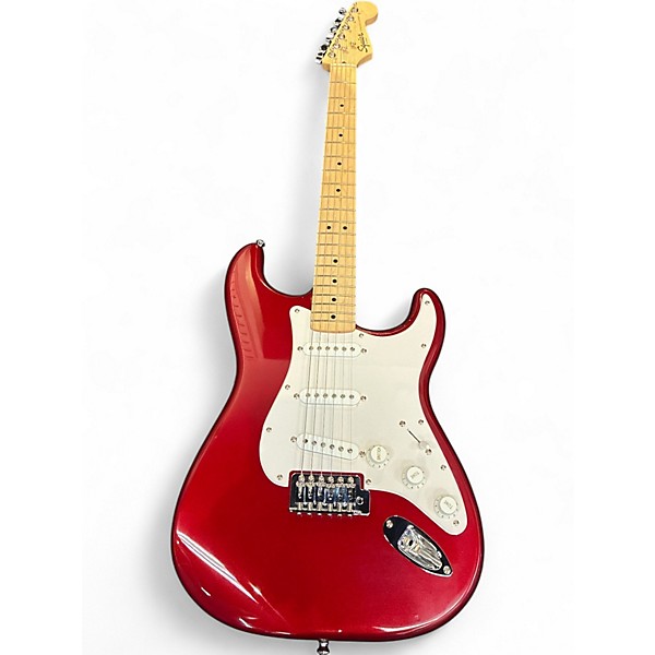 Used 2020s Squier Stratocaster Candy Apple Red Solid Body Electric Guitar