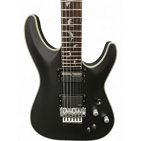 Used Schecter Guitar Research Damien Platinum 6 Floyd Rose Matte Black Solid Body Electric Guitar