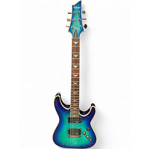 Used Schecter Guitar Research Omen Extreme 6 Ocean Blue Burst Solid Body Electric Guitar