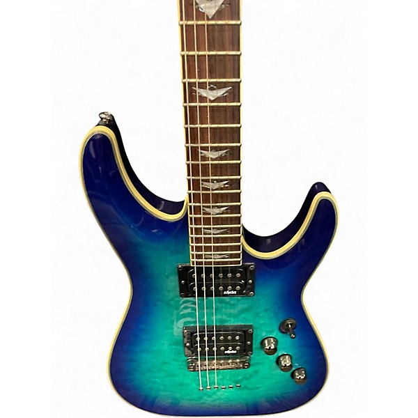 Used Schecter Guitar Research Omen Extreme 6 Ocean Blue Burst Solid Body Electric Guitar