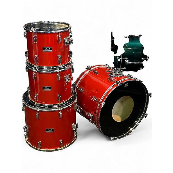 Used 1990s Pearl 4 Piece Export Series Hot Red Drum Kit