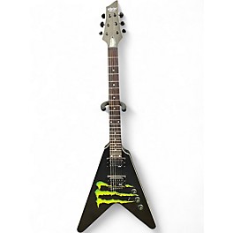 Used Schecter Guitar Research DIAMOND SERIES MONSTER ENERGY FLYING V BLACK Solid Body Electric Guitar