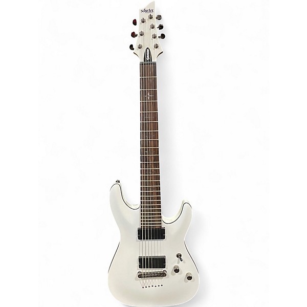 Used Schecter Guitar Research Demon 7 String VINTAGE WHITE Solid Body Electric Guitar