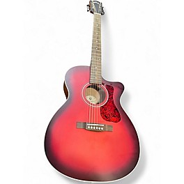 Used Guild OM24OCE Crimson Red Burst Acoustic Electric Guitar