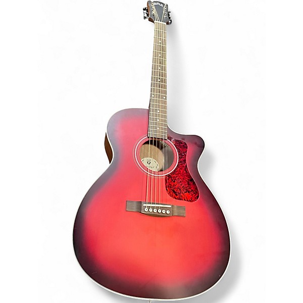 Used Guild OM24OCE Crimson Red Burst Acoustic Electric Guitar
