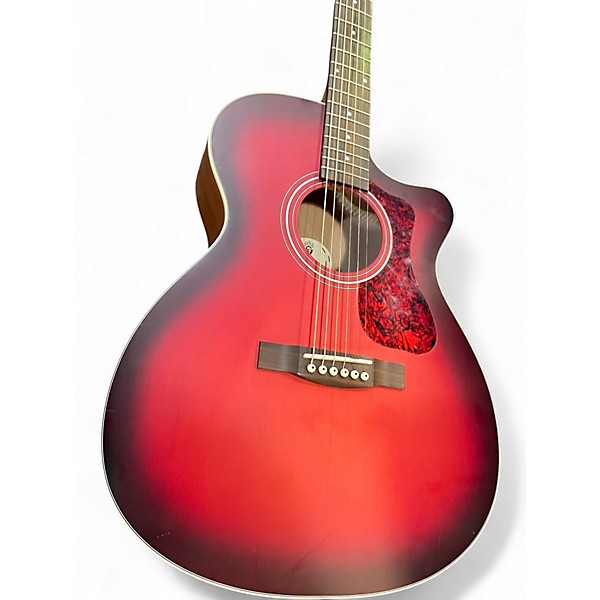 Used Guild OM24OCE Crimson Red Burst Acoustic Electric Guitar