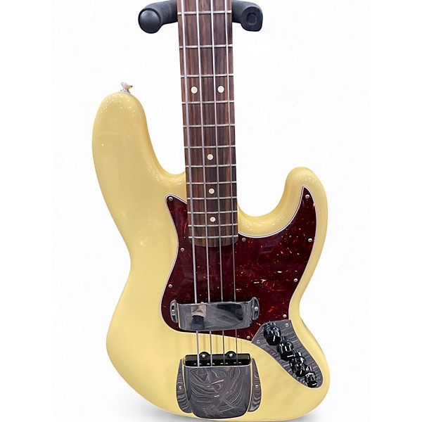Used 2015 Fender Fender Deluxe Active Jazz Vintage White Electric Bass Guitar