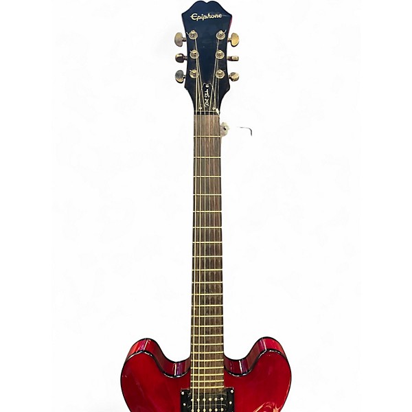 Used Epiphone Dot Studio Red with Black Bevels Hollow Body Electric Guitar