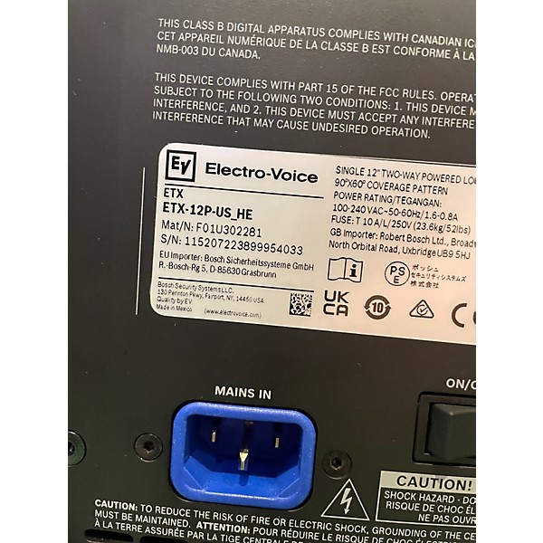 Used Electro-Voice ETX12P Powered Speaker