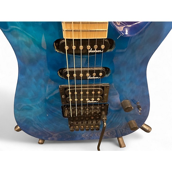 Used 2016 Jackson JS34Q Dinky Trans Blue Solid Body Electric Guitar