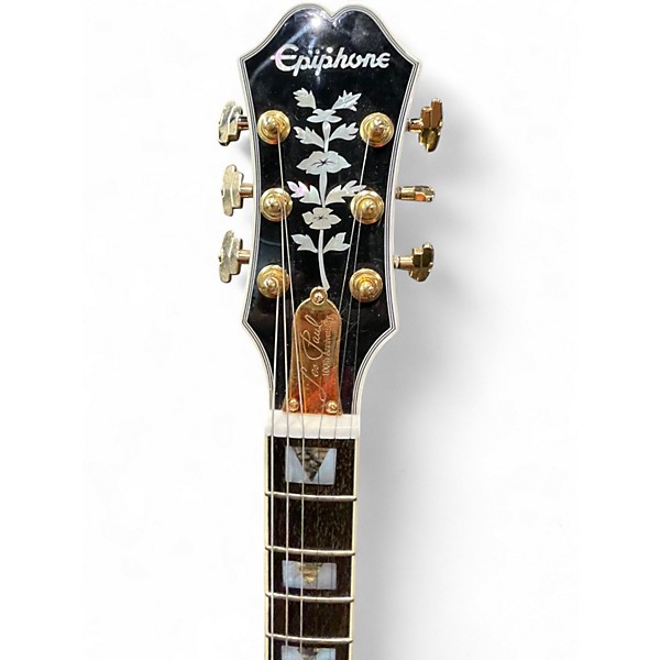 Used 2015 Epiphone LES PAUL ANNIVERSARY NATURAL FLAME TOP Solid Body Electric Guitar