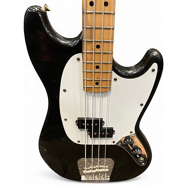 Vintage 1980s Fender Mustang Bass Black and Gold Electric Bass Guitar